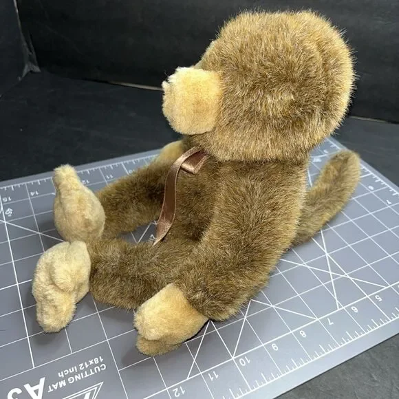 Russ Berrie “Jimby” Monkey Brown Monkey With Ribbon Bow VTG Stuffed Animal Toy - Picture 5 of 10